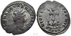 Roman Imperial Coins CLAUDIUS II GOTHICUS (268-270). Antoninianus. Cyzicus. Obv: IMP C M AVR CLAVDIVS AVG. Radiate head left. Rev: VICTOR GOTHIC / SPQR. Trophy; bound captive to left and right. RIC V 