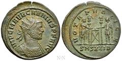 Roman Imperial Coins CARINUS (283-285). Antoninianus. Siscia. Obv: IMP C M AVR CARINVS P F AVG. Radiate and cuirassed bust right. Rev: VOTA PVBLICA / SMSXXIB. Carus and Carinus, each holding signum an