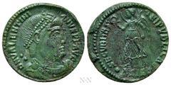 Roman Imperial Coins VALENTINIAN I (364-375). Ae. Siscia. Obv: D N VALENTINIANVS P F AVG. Diademed, draped and cuirassed bust right. Rev: SECVRITAS REI PVBLICAE / •ΔSISC. Victory advancing left, holdi
