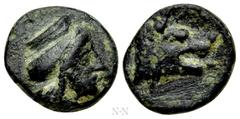 Greek Coins ARGOLIS. Argos. Ae (Circa 400-375 BC). Obv: Head of Hera right, wearing polos. Rev: Head of wolf right. BCD Peloponnesos 1120 (Heads left); HGC 5, 711 var. (same); Numismatik Naumann 96, l