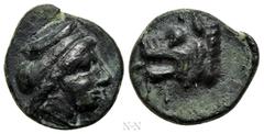 Greek Coins ARGOLIS. Argos. Ae (4th-3rd centuries BC). Obv: Head of Hera right, wearing polos. Rev: Head of wolf left. BCD Peloponnesos 1120 var. (head of Hera left); HGC 5, 711 var. (same); Numismati