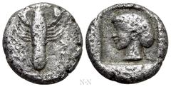 Greek Coins BITHYNIA. Astakos. Half Siglos - Triobol (Circa 435-400 BC). Obv: AΣ. Lobster holding tunny fish or seashell in its claws. Rev: Archaic female head left, wearing sakkos. RG 6; HGC 7, 448. 
