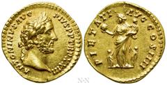 Roman Imperial Coins ANTONINUS PIUS (138-161). GOLD Aureus. Rome. Obv: ANTONINVS AVG PIVS P P TR P XXIII. Laureate head right. Rev: PIETATI AVG COS IIII. Pietas standing left between two children, hol