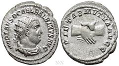 Roman Imperial Coins BALBINUS (238). Antoninianus. Rome. Obv: IMP CAES D CAE L BALBINVS AVG. Radiate, draped and cuirassed bust right. Rev: PIETAS MVTVA AVGG. Clasped hands. RIC 12. Condition: Near ex