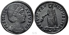 Roman Imperial Coins HELENA (Augusta, 324-328/30). Follis. Arelate. Obv: FL HELENA AVGVSTA. Diademed and mantled bust right. Rev: SECVRITAS REIPVBLICE / TA (crescent) RL. Securitas standing left, hold