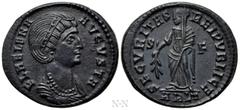 Roman Imperial Coins HELENA (Augusta, 324-328/30). Follis. Arelate. Obv: FL HELENA AVGVSTA. Diademed and mantled bust right. Rev: SECVRITAS REIPVBLICE / S - F / ARLT. Securitas standing left, holding 