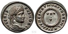 Roman Imperial Coins CRISPUS (Caesar, 316-326). Follis. Siscia. Obv: IVL CRISPVS NOB C. Laureate head right. Rev: CAESARVM NOSTRORVM / ΓSIS (star). VOT / V in two lines within wreath. RIC 161. Conditi