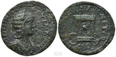 Roman Provincial Coins PHOENICIA. Sidon. Annia Faustina (Augusta, 221). Ae. Obv: ANNIA FAVSTINA AVG. Diademed and draped bust right. Rev: COL AVR PIA METRO SID. Three-quarter view of two-wheel car of 
