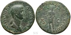 Roman Imperial Coins ANTONIA II (Augusta, 37 & 41). Dupondius. Rome. Obv: ANTONIA AVGVSTA. Draped bust right. Rev: TI CLAVDIVS CAESAR AVG P M TR P IMP / S - C. Claudius standing left, veiled, holding 