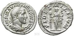 Roman Imperial Coins MAXIMINUS THRAX (235-238). Denarius. Rome. Obv: IMP MAXIMINVS PIVS AVG. Laureate, draped and cuirassed bust right. Rev: FIDES MILITVM. Fides standing left, holding signum in each 