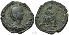 Roman Imperial Coins HERENNIA ETRUSCILLA (Augusta, 249-251). Sestertius. Rome. Obv: HERENNIA ETRVSCILLA AVG. Draped bust right, wearing stephane. Rev: PVDICITIA AVG / S C. Pudicitia seated left, drawi