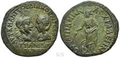 Roman Provincial Coins THRACE. Anchialus. Gordian III, with Tranquillina (238-244). Ae. Obv: AVT K M ANT ΓOPΔIANOC AVΓ CЄB / TPANKVΛΛEINA. Draped busts of Gordian, laureate, draped and cuirassed, and 