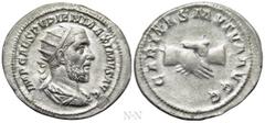 Roman Imperial Coins PUPIENUS (238). Antoninianus. Rome. Obv: IMP CAES PVPIEN MAXIMVS AVG. Radiate, draped and cuirassed bust right. Rev: CARITAS MVTVA AVGG. Clasped hands. RIC 10b. Condition: Good ve