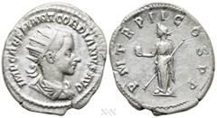 Roman Imperial Coins GORDIAN III (238-244). Antoninianus. Antioch. Obv: IMP CAES M ANT GORDIANVS AVG. Radiate, draped and cuirassed bust right. Rev: P M TR P II COS P P. Providentia standing left, hol