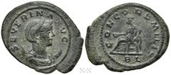 Roman Imperial Coins SEVERINA (Augusta, 270-275). Antoninianus. Lugdunum. Obv: SEVERINA AVG. Draped bust right, wearing stephane and set upon crescent. Rev: CONCORD MILIT / BL. Concordia seated left o