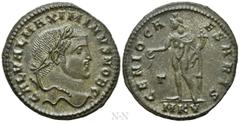 Roman Imperial Coins MAXIMINUS II DAIA (Caesar, 305-309). Follis. Cyzicus. Obv: GAL VAL MAXIMINVS NOB C. Laureate head right. Rev: GENIO CAESARIS / Γ / MKV. Genius standing left, holding patera, from 