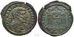 Roman Imperial Coins MAXENTIUS (307-312). Follis. Aquileia. Obv: IMP MAXENTIVS P F AVG COS II. Laureate and mantled bust right, holding eagle-tipped sceptre. Rev: CONSERV VRB SVAE / AQS. Roma seated f