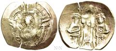 Byzantine Coins ANDRONICUS II with MICHAEL IX (1295-1320). GOLD Hyperpyron. Constantinople. Obv: Half-length figure of the Virgin Mary, orans , within city wall of four towers; sigla : B | [...]. Rev: