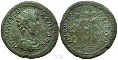 Roman Provincial Coins MOESIA INFERIOR. Marcianopolis. Commodus (177-192). Ae. Obv: ΑΥ ΚΑΙ Λ ΑΥΡΗ ΚΟΜΟΔΟϹ. Bare-headed, draped and cuirassed bust right. Rev: ΜΑΡΚΙΑΝΟΠΟΛЄΙΤΩΝ. The three Charites, the 