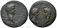 Roman Provincial Coins CRETE. Cnossus. Nero with Octavia (54-68). Ae. Volumnius and Lupinus, duoviri. Obv: NERO CLAV CAES AVG IMP LVPINO VOLVMNIO II. Bare head of Nero right, with drapery on left shou
