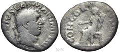 Roman Imperial Coins VITELLIUS (69). Denarius. Rome. Obv: A VITELLIVS GERMAN IMP TR P. Laureate head right. Rev: CONCORDIA P R. Concordia seated left on throne, holding patera and cornucopia. RIC² 73.