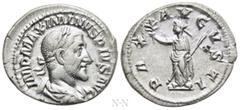 Roman Imperial Coins MAXIMINUS THRAX (235-238). Denarius. Rome. Obv: IMP MAXIMINVS PIVS AVG. Laureate, draped and cuirassed bust right. Rev: PAX AVGVSTI. Pax standing left, holding branch and sceptre.