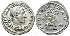Roman Imperial Coins MAXIMINUS THRAX (235-238). Denarius. Rome. Obv: IMP MAXIMINVS PIVS AVG. Laureate, draped and cuirassed bust right. Rev: VICTORIA AVG. Victory advancing right, holding palm branch 