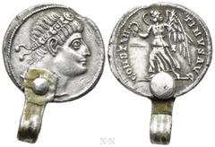 Roman Imperial Coins CONSTANTINE I 'THE GREAT' (307/10-337). Siliqua. Uncertain mint. Obv: Rosette-diademed head right. Rev: CONSTANTINVS AVG / [...]. Victory advancing left, holding wreath and palm-b