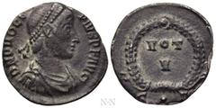 Roman Imperial Coins PROCOPIUS (365-366). Siliqua. Constantinople. Obv: D N PROCOPIVS P F AVG. Diademed, draped and cuirassed bust right. Rev: VOT V / C • Γ. Legend within wreath. RIC 13e.3. Condition