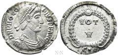Roman Imperial Coins PROCOPIUS (365-366). Siliqua. Constantinople. Obv: D N PROCOPIVS P F AVG. Diademed, draped and cuirassed bust right. Rev: VOT V / C • Є. Legend within wreath. RIC 13e.5. Condition