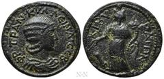 Roman Provincial Coins PHRYGIA. Cibyra. Tranquillina (Augusta, 241-244). Ae. Obv: ΦΡ ΤΡΑΝΚΥΛΛЄΙΝΑ ϹЄΒ. Draped bust right. Rev: ΚΙΒΥΡΑΤΩΝ. Tyche standing left, holding cornucopia and rudder. RPC VII.1 