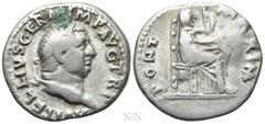 Roman Imperial Coins VITELLIUS (69). Denarius. Rome. Obv: A VITELLIVS GERM IMP AVG TR P. Laureate head right. Rev: PONT MAXIM. Vesta, veiled, seated right on throne, holding patera and sceptre. RIC² 1