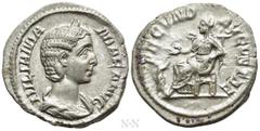 Roman Imperial Coins JULIA MAMAEA (Augusta, 222-235). Denarius. Rome. Obv: IVLIA MAMAEA AVG. Diademed and draped bust right. Rev: FECVND AVGVSTAE. Fecunditas seated left, raising hand and resting arm 