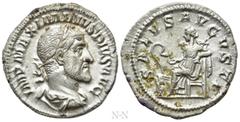 Roman Imperial Coins MAXIMINUS THRAX (235-238). Denarius. Rome. Obv: IMP MAXIMINVS PIVS AVG. Laureate, draped and cuirassed bust right. Rev: SALVS AVGVSTI. Salus seated left on throne, feeding serpent
