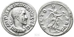 Roman Imperial Coins MAXIMINUS THRAX (235-238). Denarius. Rome. Obv: IMP MAXIMINVS PIVS AVG. Laureate, draped and cuirassed bust right. Rev: VICTORIA AVG. Victory advancing right, holding palm branch 