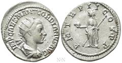 Roman Imperial Coins GORDIAN III (238-244). Antoninianus. Antioch. Obv: IMP CAES M ANT GORDIANVS AVG. Radiate, draped and cuirassed bust right. Rev: P M TR P II COS P P. Providentia standing left, hol