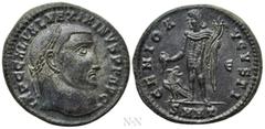 Roman Imperial Coins MAXIMINUS II DAIA (310-313). Follis. Heraclea. Obv: IMP C GAL VAL MAXIMINVS P F AVG. Laureate head right. Rev: GENIO AVGVSTI / Є / SMHT. Genius standing left, holding patera and c