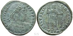 Roman Imperial Coins JOVIAN (363-364). Ae. Thessalonica. Obv: D N IOVIANVS P F P P AVG. Laurel and rosette-diademed, draped and cuirassed bust right. Rev: VICTORIA ROMANORVM / •TESΔ•. Jovian standing 