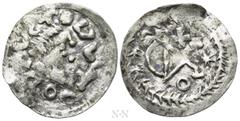 Migration Period GEPIDS. In the name of Anastasius I (491-518). Quarter Siliqua. Sirmium. Obv: Blundered legend. Diademed and cuirassed bust right. Rev: Monogram; cross above, O below, star to right; 