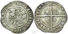 Medieval Coins BELGIUM. Burgundian Netherlands. Flanders. Philip the Bold (1384-1404). Groat. Obv: + PHILIPP DEI G D BVRG Z COM FLAND. Lion seated left, wearing cape with Burgundian arms. Rev: + SIT N
