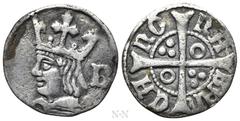 Medieval Coins SPAIN. Ferdinand II (1479-1516). 1/4 Groat. Barcelona. Obv: Crowned bust left; B to right. Rev: BARCKNONA. Long cross; annulet in first and fourth angle; three pellets in second and thi