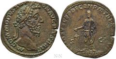 Roman Imperial Coins COMMODUS (177-192). Sestertius. Rome. Obv: M COMMODVS ANTON AVG PIVS BRIT. Laureate head right. Rev: VOTA SVSCEP DECEN P M TR P VIIII IMP VII/ S - C / COS IIII P P. Commodus stand
