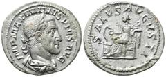 Roman Imperial Coins MAXIMINUS THRAX (235-238). Denarius. Rome. Obv: IMP MAXIMINVS PIVS AVG. Laureate, draped and cuirassed bust right. Rev: SALVS AVGVSTI. Salus seated left on throne, feeding serpent