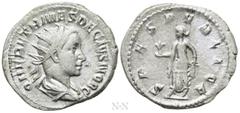 Roman Imperial Coins HERENNIUS ETRUSCUS (Caesar, 249-251). Antoninianus. Rome. Obv: Q HER ETR MES DECIVS NOB C. Radiate and draped bust right. Rev: SPES PVBLICA. Spes advancing left, holding flower an