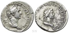 Roman Imperial Coins TRAJAN (98-117). Denarius. Rome. Obv: IMP CAES NER TRAIAN OPTIM AVG GERM DAC. Laureate and draped bust of Trajan right. Rev: PARTHICO P M TR P COS VI P P S P Q R. Radiate and drap