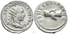 Roman Imperial Coins HERENNIUS ETRUSCUS (Caesar, 249-251). Antoninianus. Rome. Obv: Q HER ETR MES DECIVS NOB C. Radiate and draped bust right. Rev: CONCORDIA AVGG. Clasped hands. RIC 138 (Decius). Con
