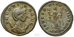 Roman Imperial Coins SEVERINA (Augusta, 270-275). Antoninianus. Ticinum. Obv: SEVERINA AVG. Diademed and draped bust right, set on crescent. Rev: CONCORDIAE MILITVM / UXXT. Fides standing facing, head