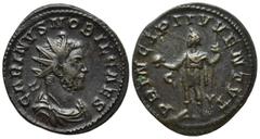 Roman Imperial Coins CARINUS (Caesar, 282-283). Antoninianus. Lugdunum. Obv: CARINVS NOBIL CAES. Radiate, draped and cuirassed bust right. Rev: PRINCIPI IVVENTVT. Carinus standing left, holding globe 