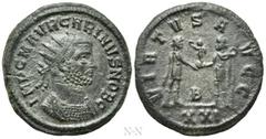 Roman Imperial Coins CARINUS (Caesar, 282-283). Antoninianus. Siscia. Obv: IMP C M AVR CARINVS NOB C. Radiate and cuirassed bust right. Rev: VIRTVS AVGG / B / XXI. Prince standing right, holding scept