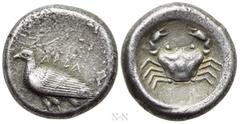Greek Coins SICILY. Akragas. Didrachm (Circa 510-470 BC). Obv: AKRA. Sea eagle standing left. Rev: Crab within shallow incuse circle. Westermark Period I, Group II; HGC 2, 93. Historical sources give 